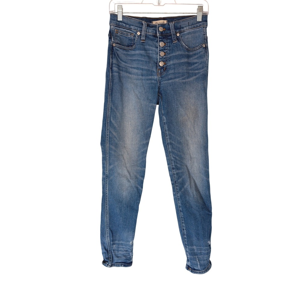 Madewell Slim Straight Jean Distressed Button Front Wellmoor Wash Size 26
